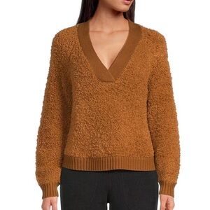 UGG Dreeann Plush Fleece Wool V Neck Sweater NEW